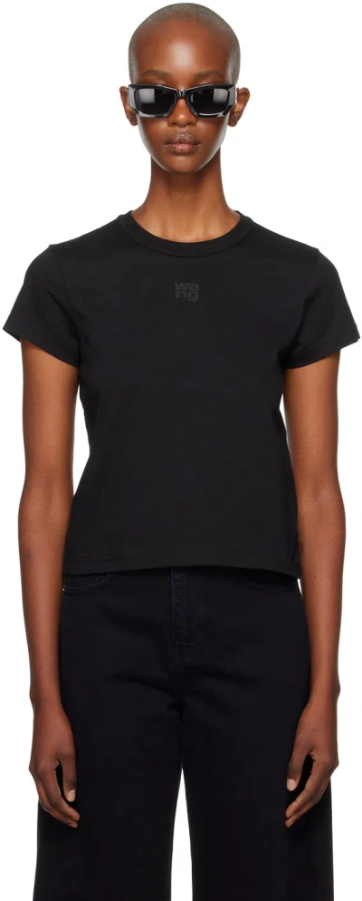 Alexander Wang T T By Alexander Wang Puff Logo Shrunken T-shirt In Black