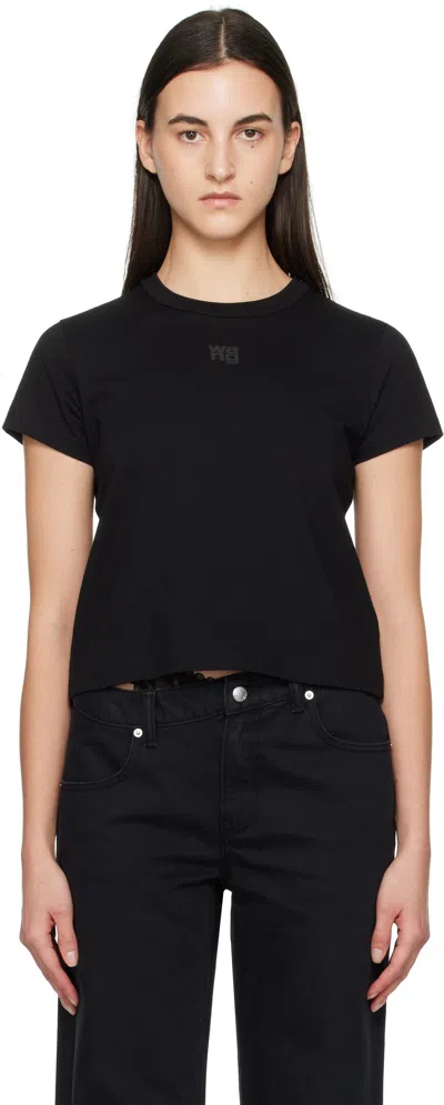 ALEXANDER WANG T BLACK PUFF LOGO SHRUNKEN T-SHIRT