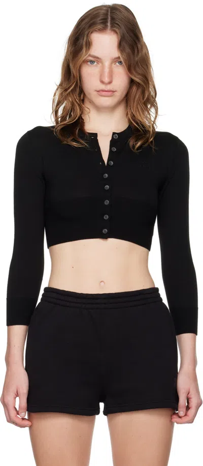 Alexander Wang T Black Shrunken Cardigan In Black 001