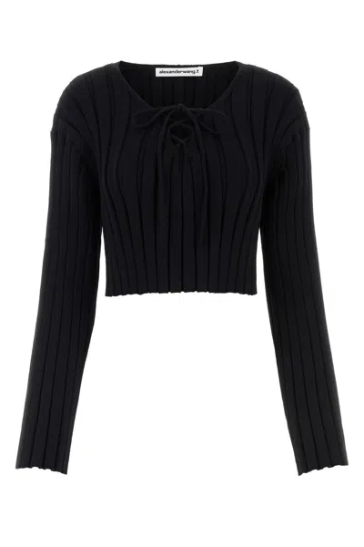 ALEXANDER WANG T BLACK STRETCH NYLON SWEATER