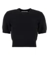Alexander Wang T T By Alexander Wang Logo Embroidered Cropped Top In Black
