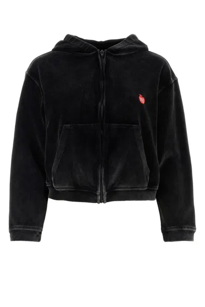 Alexander Wang T T By Alexander Wang Velour Sweatshirt In Black