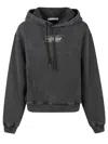 Alexander Wang T T By Alexander Wang Boxy Grey Sweatshirt With Logo Print And Drawstring Hood In A Washed Cedar