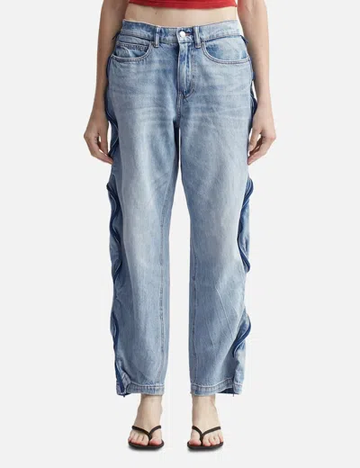 Alexander Wang T Bleach Blue Denim And Mesh Zipper Pants