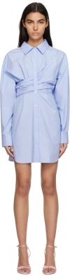 Alexander Wang T Blue Button-up Minidress In 423 Chambray Blue