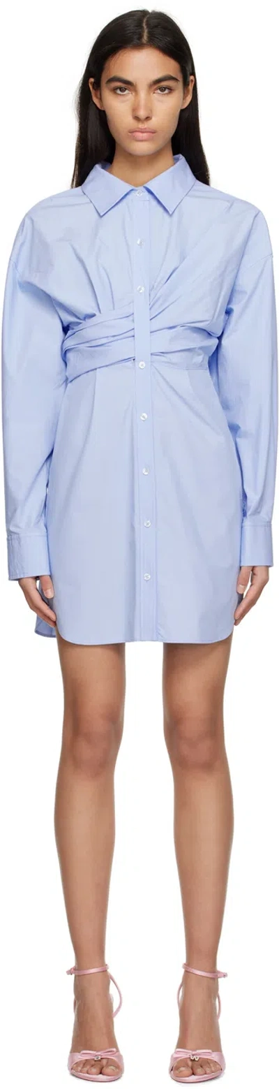 Alexander Wang T Blue Button-up Minidress In 423 Chambray Blue