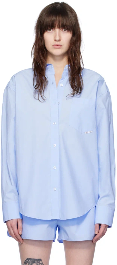 Alexander Wang T Blue Pocket Shirt In 423 Chambray Blue