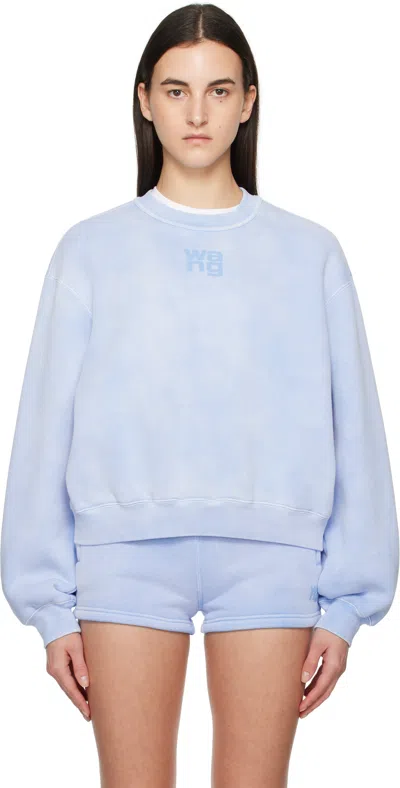 Alexander Wang T Blue Puff Logo Sweatshirt In Washed Pale Blue