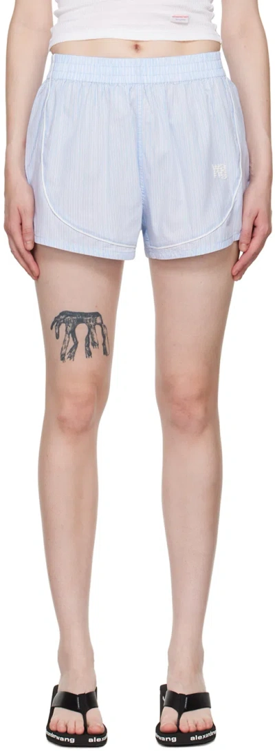 Alexander Wang T Blue Track Shorts In Lt Blue Strp 458b