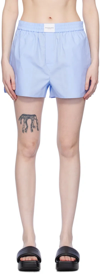 Alexander Wang T Blue Vented Shorts In Light Blue