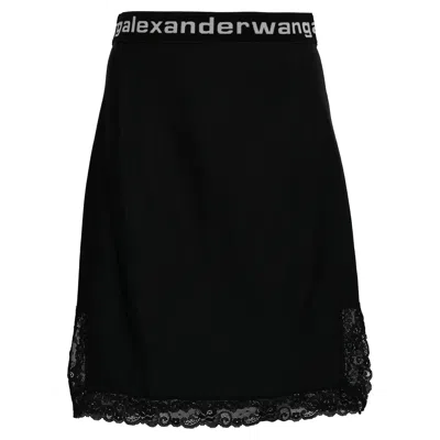 Alexander Wang T By Alexander Lace Trimmed Skirt In Black Polyamide