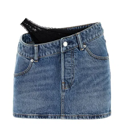 ALEXANDER WANG T BY ALEXANDER WANG ASYMMETRIC LACE DETAIL MINI SKIRT