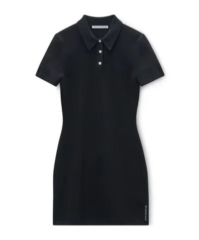 Alexander Wang T By  Knitted Polo Dress In Black