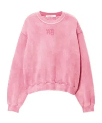 Alexander Wang T By  Logo Embossed Crewneck Sweatshirt In Pink