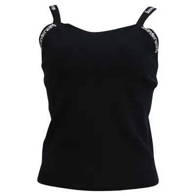 Alexander Wang T By  Logo Jacquard-trim Tank Top In Black Viscose