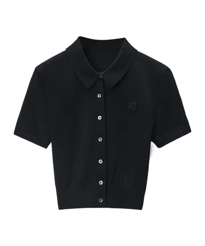Alexander Wang Black Logo-embroidered Cardigan