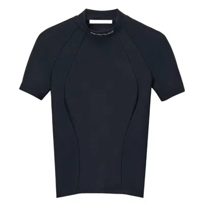 Alexander Wang T By  Mock Neck Logo Top In Blue