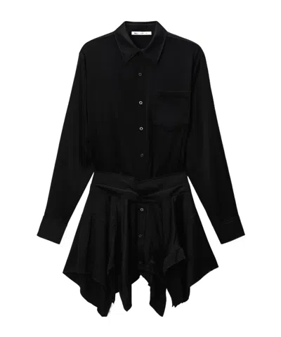 Alexander Wang T By  Pre-styled Double Shirt Dress In Black