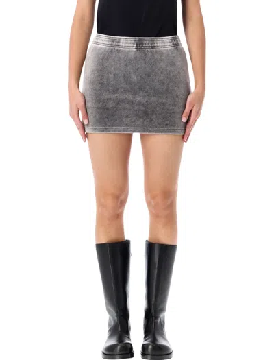 Alexander Wang T By  T By  Washed Grey Mid-rise Mini Skort With Embossed Logo In Gray