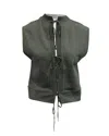 Alexander Wang T By  Tie Front Sweater Vest In Grey Cotton In Green