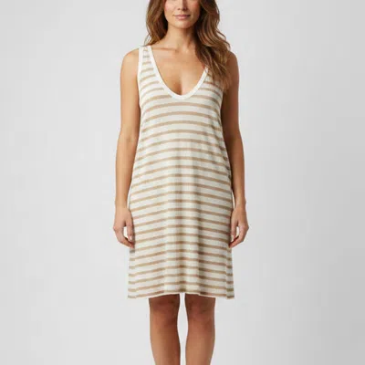 Pre-owned Alexander Wang T By  White/brown Stripe Knit Sleeveless Short Dress S