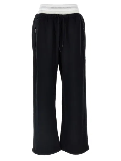 Alexander Wang T By  Wide-leg Cotton Joggers In Black