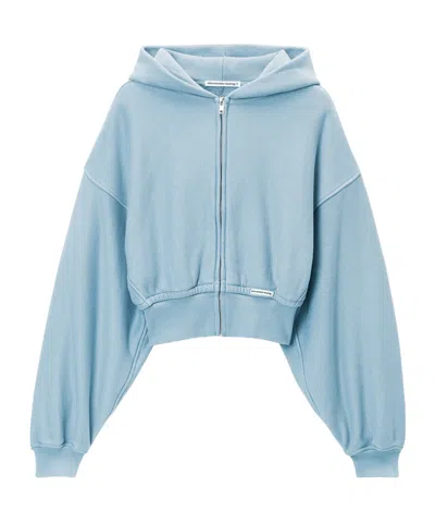 Alexander Wang Light Blue Cropped Zip-up Hoodie