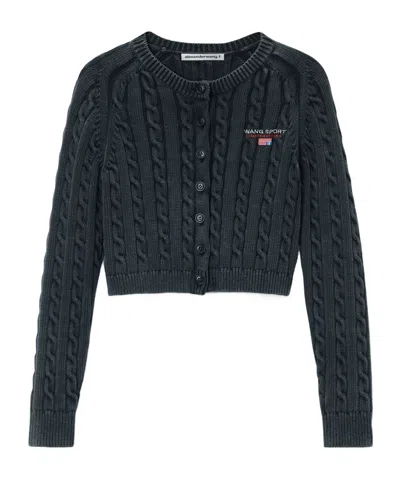 Alexander Wang T Cable-knit Cardigan In Black