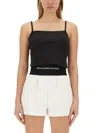 Alexander Wang T T By Alexander Wang Ribbed-knit Cotton Cami Top In Black