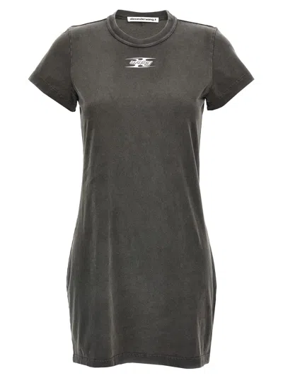 Alexander Wang T Charcoal Cotton T-shirt Mini Dress In Gray