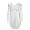 Alexander Wang . T Cold-shoulder Mini Shirt Dress In White Cotton
