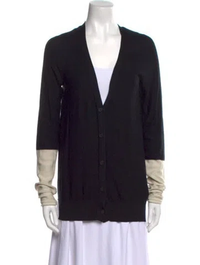 Pre-owned Alexander Wang Colorblock Pattern V-neck Sweater In Black