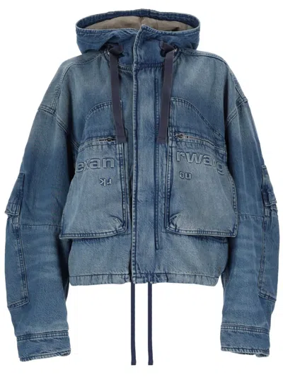 Alexander Wang T Cotton Denim Cargo Jacket In Blue