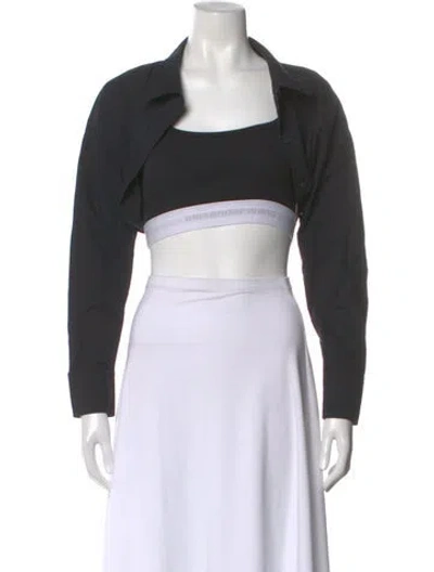 Pre-owned Alexander Wang Crew Neck Long Sleeve Crop Top In Black