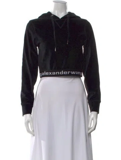 Pre-owned Alexander Wang Crew Neck Long Sleeve Crop Top In Black