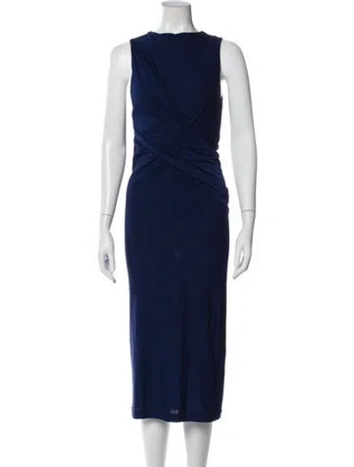 Pre-owned Alexander Wang Crew Neck Midi Length Dress In Blue