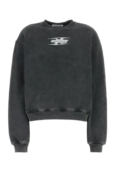 Alexander Wang T Crewneck Sweatshirt With Blade Logo In Washedcedar