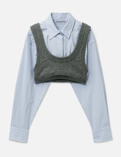 Alexander Wang T Cropped Bi-layer Shirt In Blue