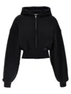 Alexander Wang T T By Alexander Wang Cropped Black Hoodie With Oversized Sleeves In Black