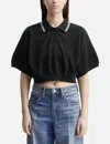 Alexander Wang T T By Alexander Wang Intarsia Collar Polo Shirt In Black