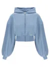 Alexander Wang T Cropped Hoodie Sweatshirt Light Blue In Blue