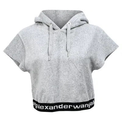 Alexander Wang T. Cropped Hoodie In Grey Corduroy In Gray