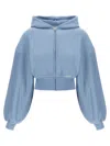 Alexander Wang T Cropped Hoodie Sweatshirt Light Blue In Blue