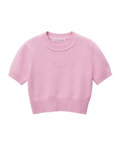 Alexander Wang Cropped Knitted Top In Pink