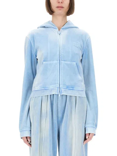Alexander Wang T Cropped Zip Hoodie With Drawstring Hood