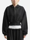 Alexander Wang T T By Alexander Wang Cropped Black Hoodie With Oversized Sleeves In Black