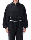Alexander Wang T Cropped Zip-up Hoodie In Black