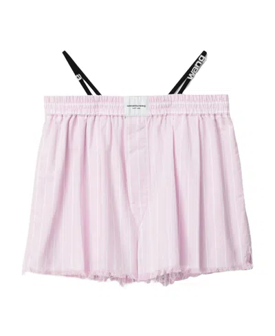 Alexander Wang T Crystal-embellished Raw-cut Shorts In White