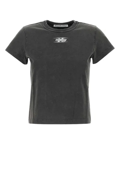 Alexander Wang T T By Alexander Wang Dark Grey Cotton T-shirt In Gray