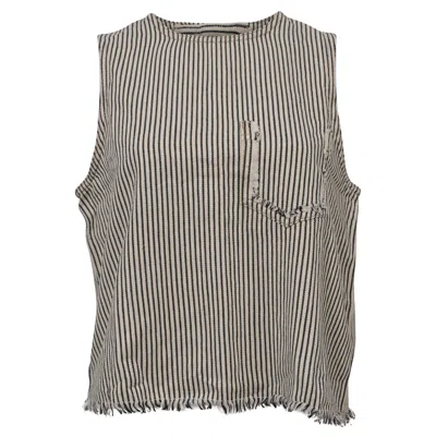 Alexander Wang T Denim Pinstripe Crop Top In White Cotton